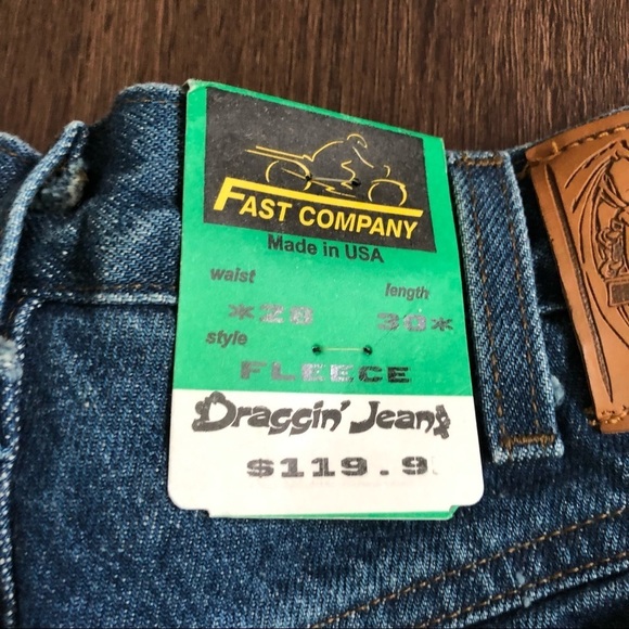 DRAGGIN JEANS Kevlar Lined 28x30 Motorcycle Pants Fast Company Vintage NWT Denim - Picture 3 of 8